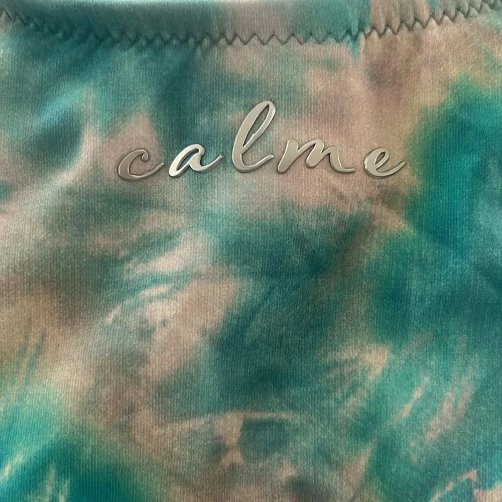 NWT Johnny Was Calme Aqua Keys Turquoise Tie Dye One Piece Tank Swimsuit $158